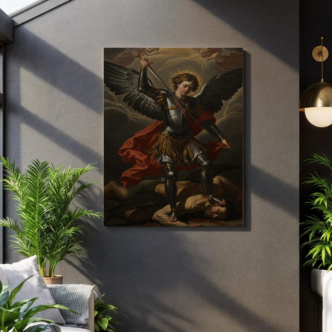Saint Michael Archangel Baroque Warrior Angel Oil Painting Print