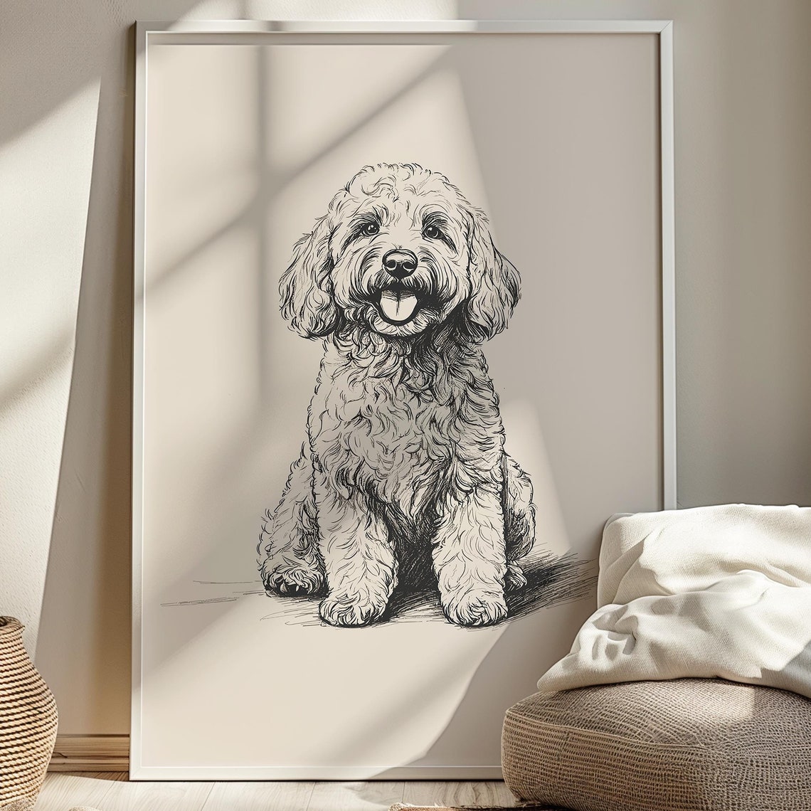 Goldendoodle Nursery Print Puppy Nursery Poster Dog Vintage Art Puppy Painting Dog Sketch Baby Nursery Wall Art Kids Room Drawing