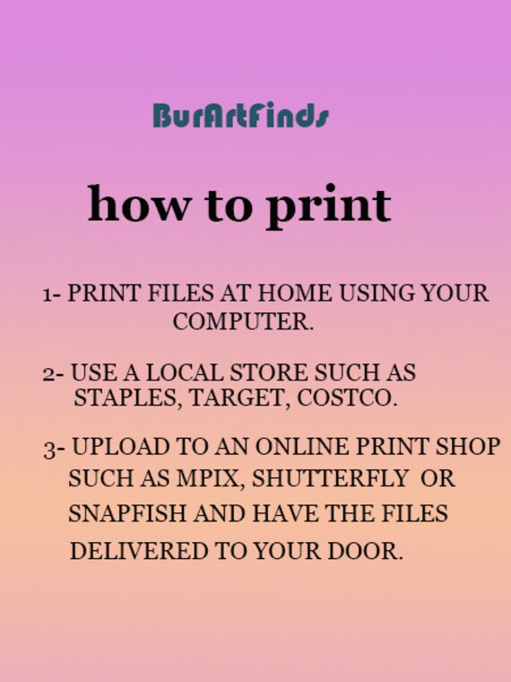 How To Get Digital Files Printed Typography Instructions Sheet Poster