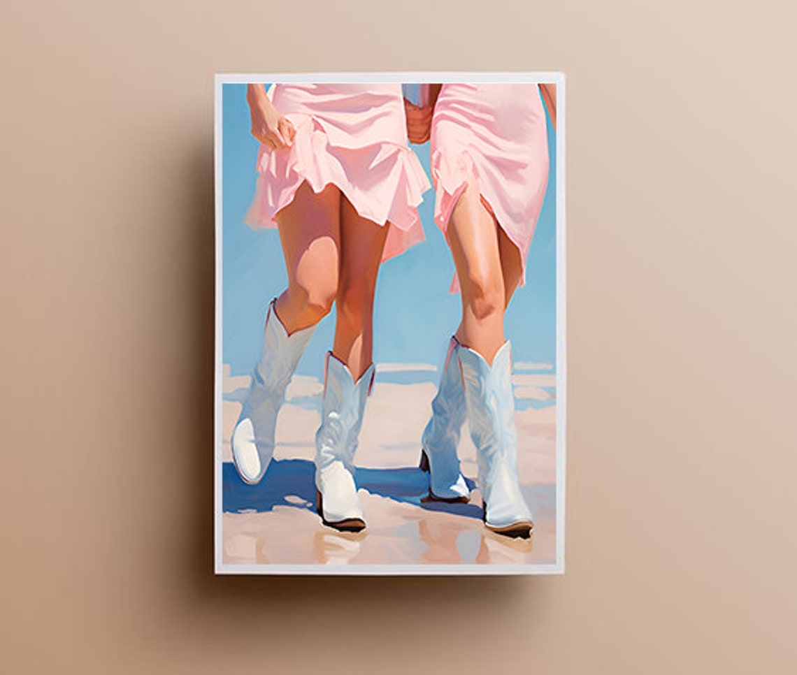 Coastal Cowgirl Vintage Wall Art Cowgirl Boots Art Femine Art Print Retro Magazine Art Print Preppy Wall Print Trendy Wall Art - Image 4