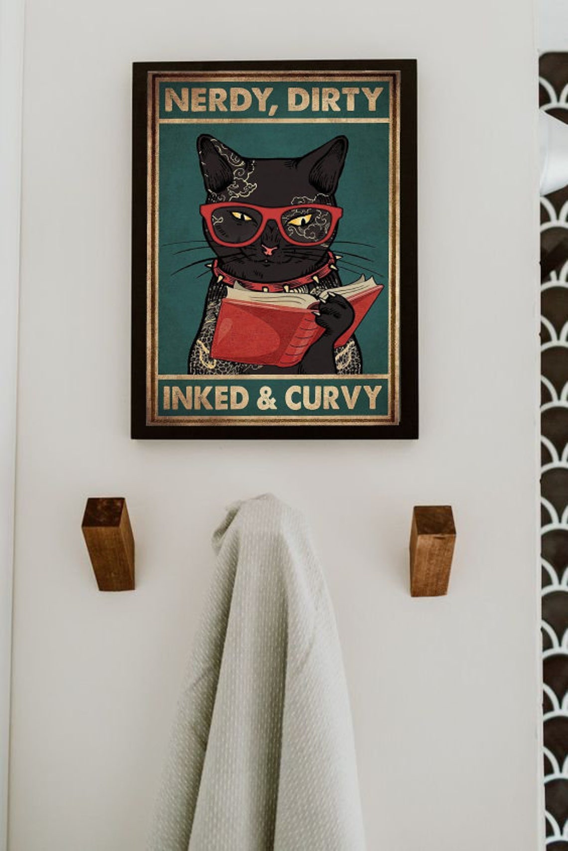 Nerdy Dirty Inkedcurvy Reading Cat Bathroom Decor Wall Art For Bathroom Funny Art Home Decor Funy Wall Art - Image 2