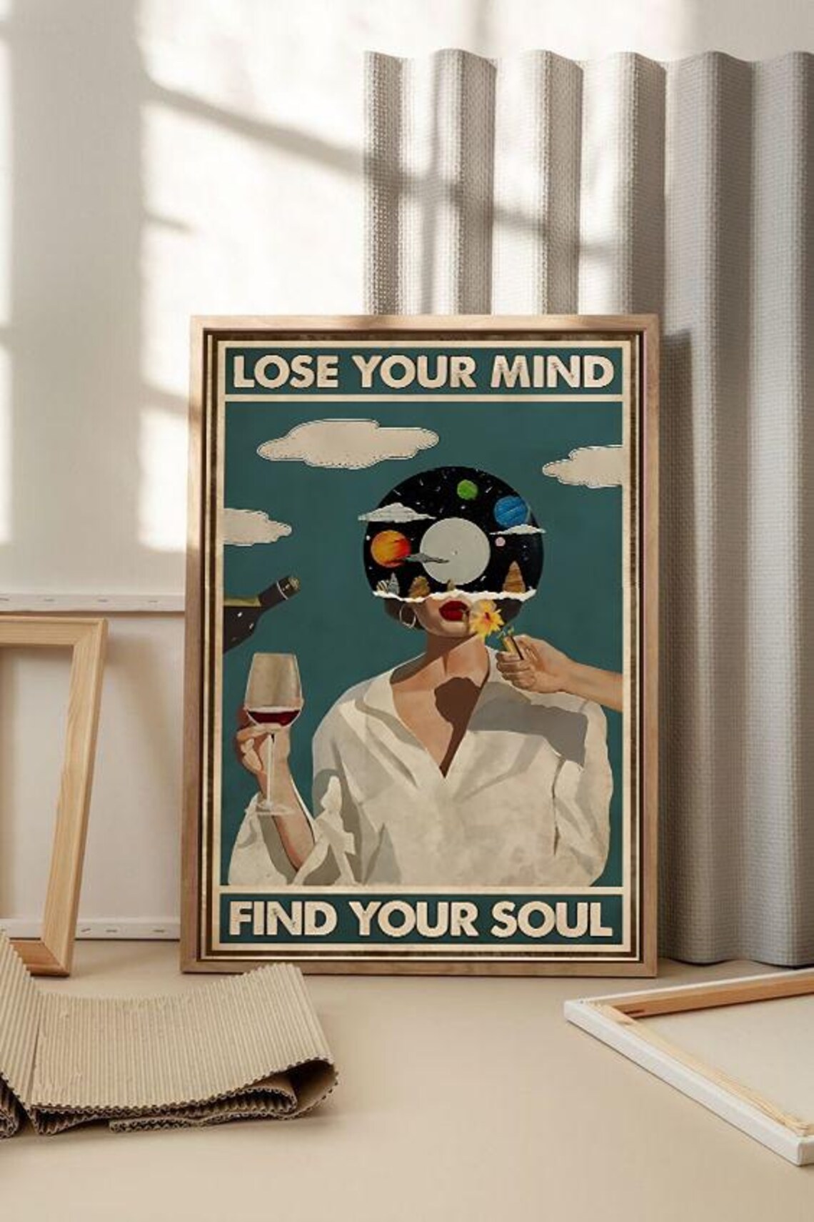 Lose Your Mind Find Your Soul Retro Surreal Space Woman Vintage Poster - Image 3