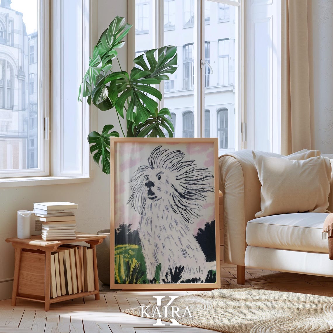 Fluffy White Dog With Wild Windswept Fur in the Breeze Poster - Image 4