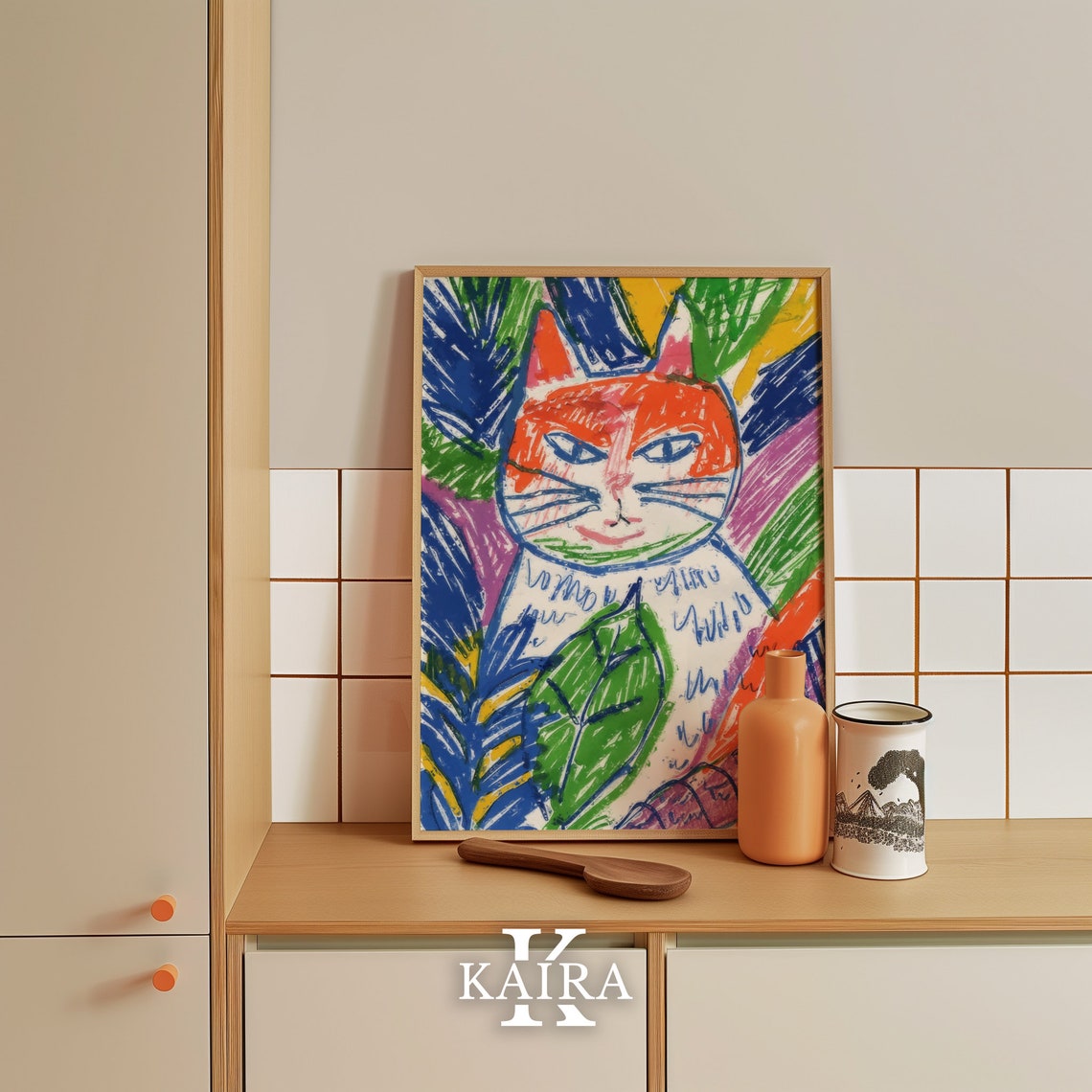 Vibrant Abstract Cat Art Print Colorful Modern Wall Decor Unique Cat Illustration For Cat Moms Bold And Playful Animal Art Poster - Image 5