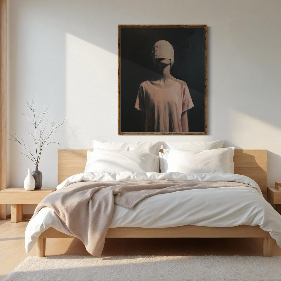 Moody Minimalist Figure With Obscured Face in Dark Tones Art Poster - Image 4