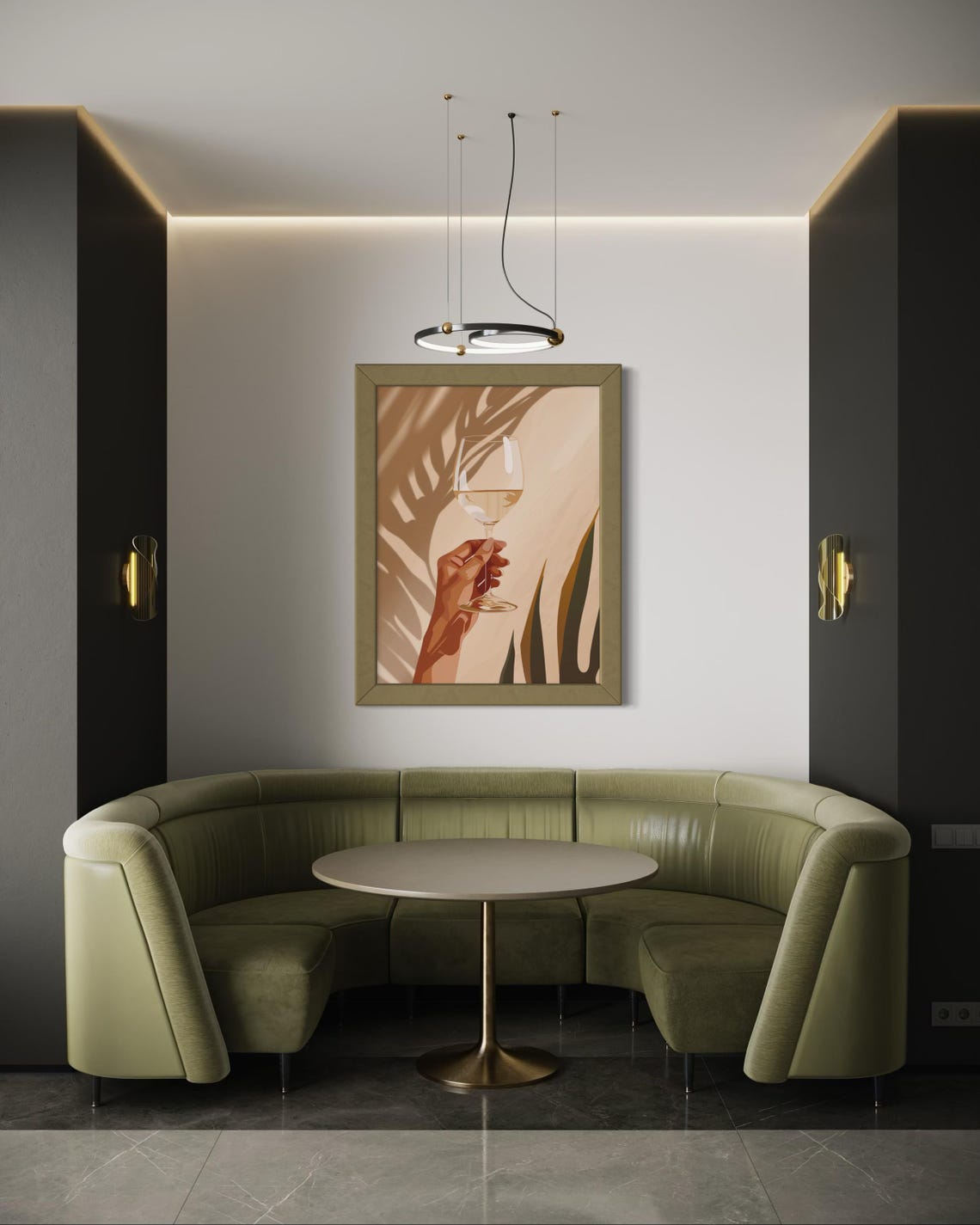 Elegant Hand Holding Wine Glass Palm Shadow Minimalist Poster - Image 4