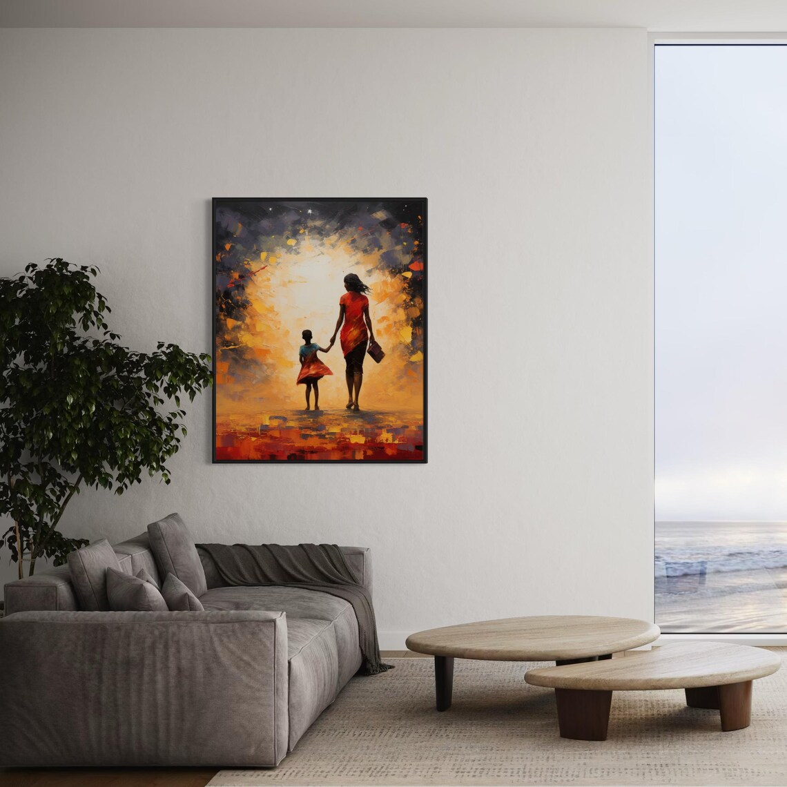 African Woman Art African Mother Child Print Abstract Mother And Daughter Art Sweet Mother Wall Decor Instant