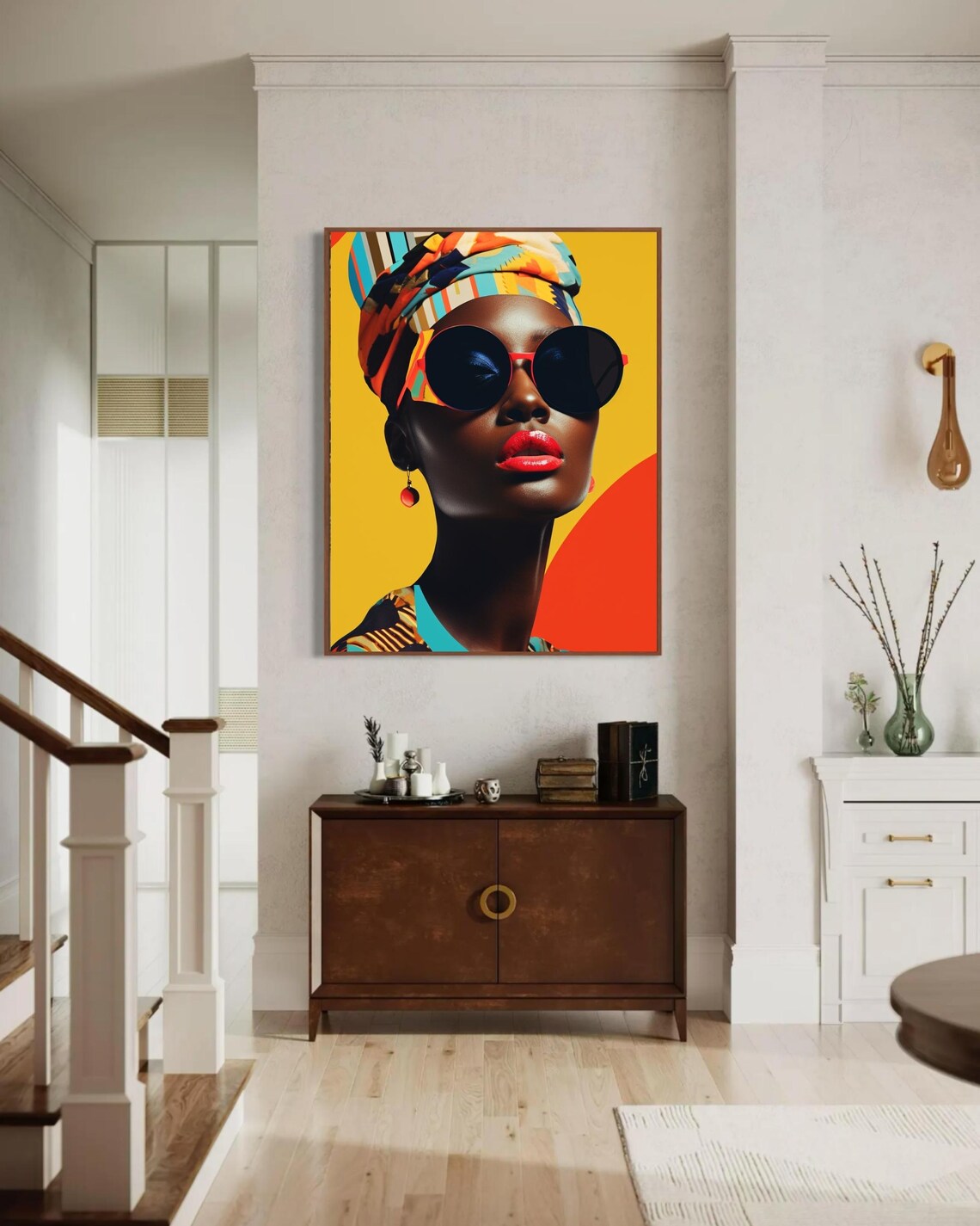 Black Woman in Colorful Headwrap and Sunglasses Pop Art Portrait Poster - Image 7