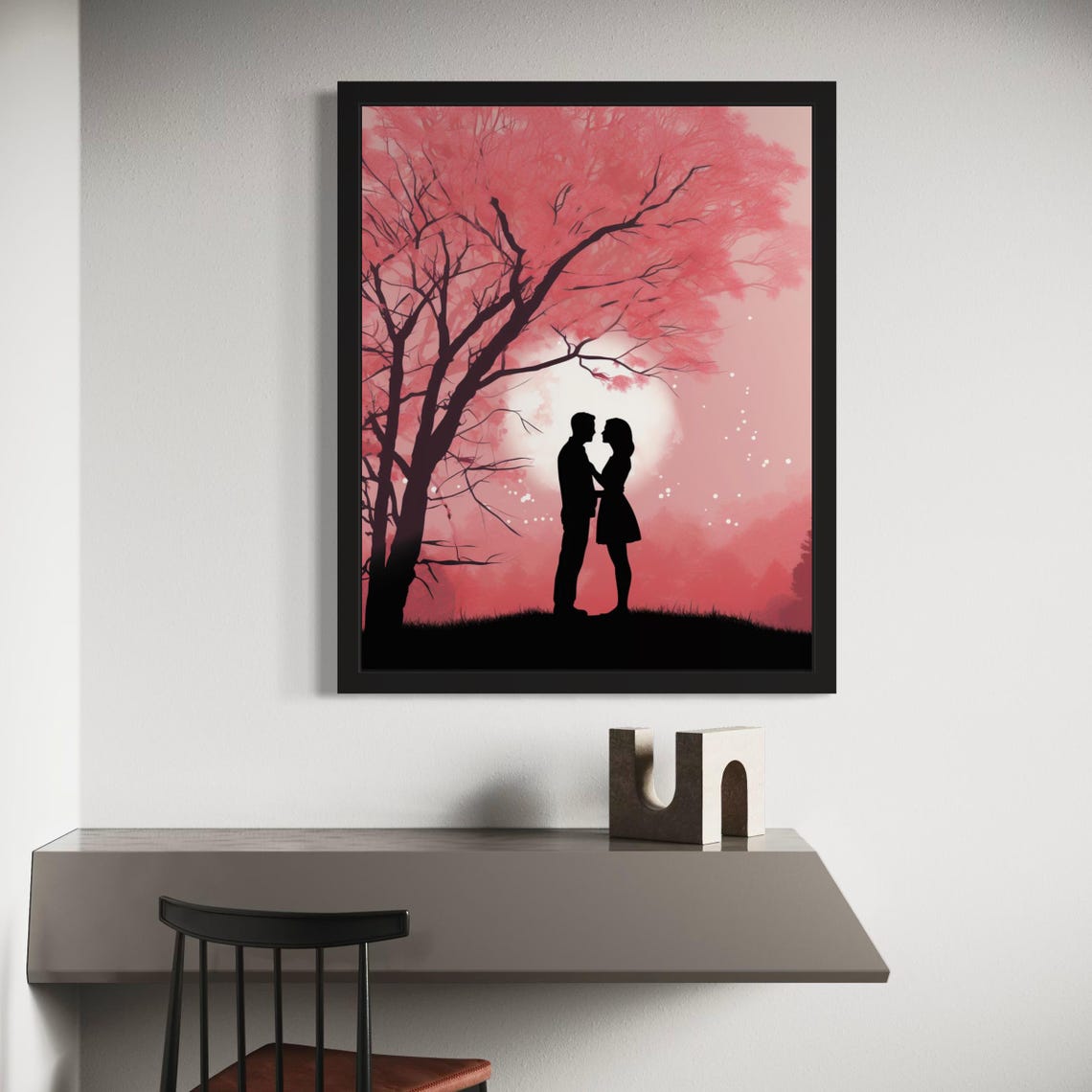 Cherry Blossom Couple Moonlight Romance Pink Dream Poster Home Decor - Image 3