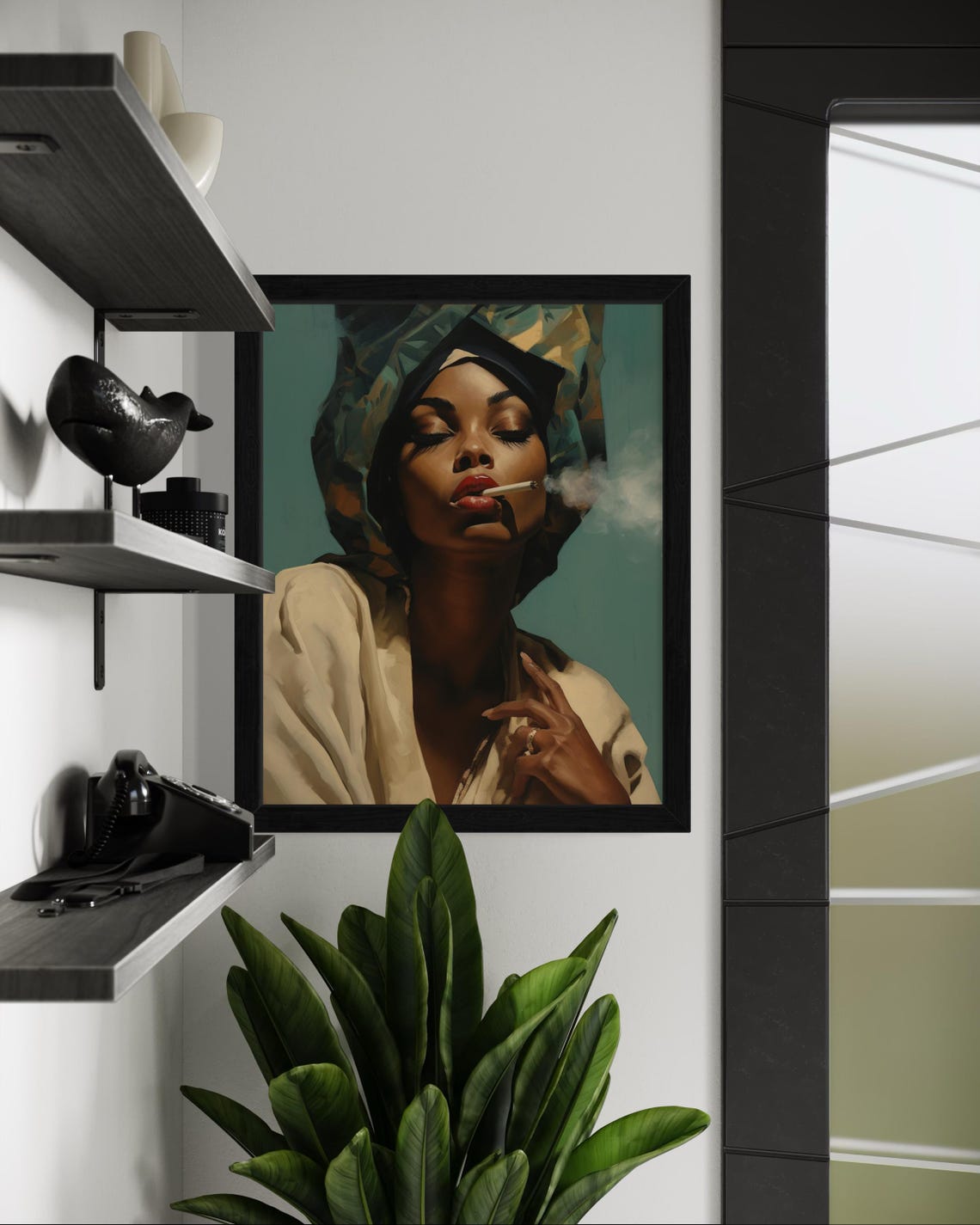 Afrocentric Wall Art Bold Afro Woman Portrait Print Headwrap Art For Modern Decor 16x20 Print - Image 2
