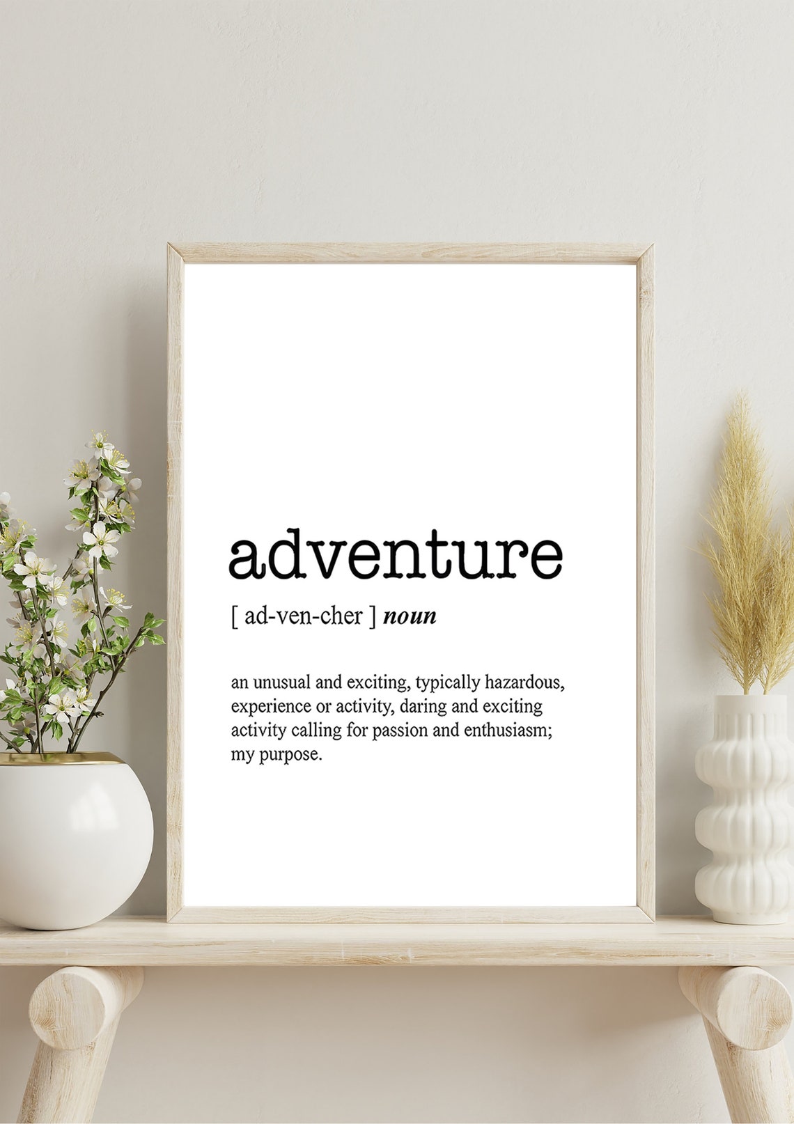 Adventure Dictionary Definition Inspirational Quote Typography Poster