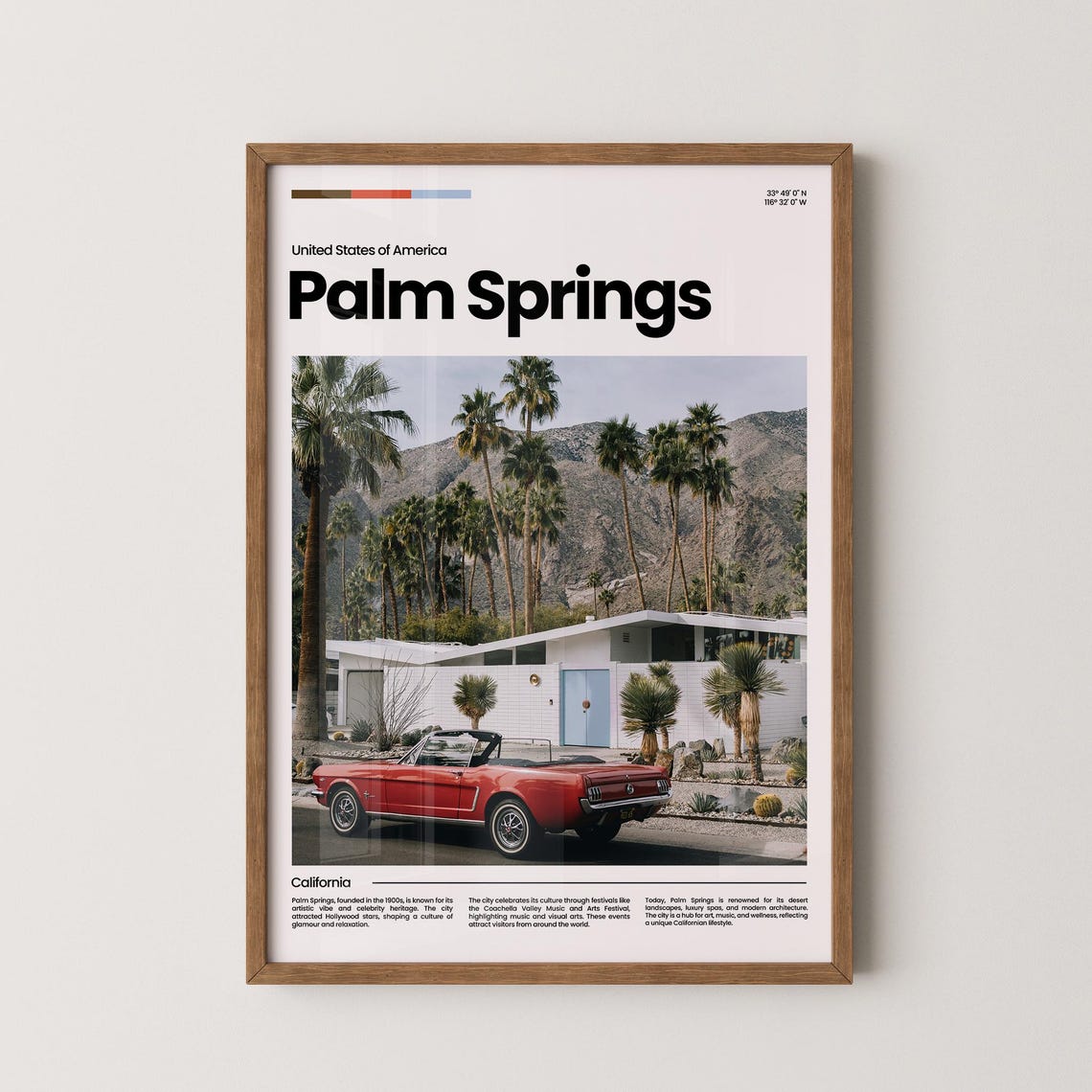Palm Springs Travel Poster Palm Springs Poster Palm Springs Photo Poster Palm Springs Art Print Usa Poster Travel Gift