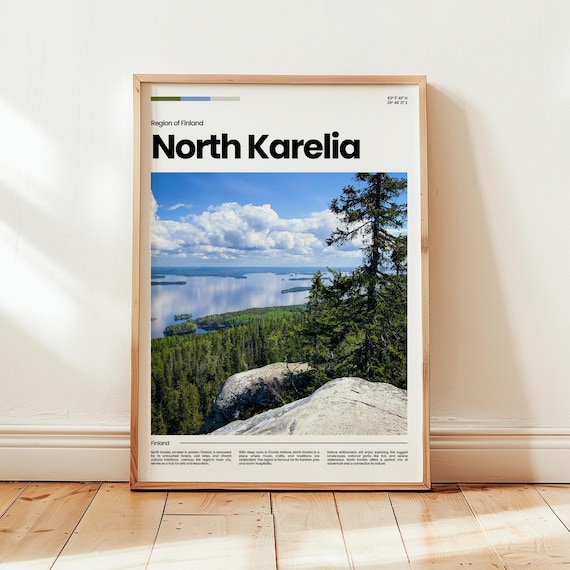 North Karelia Finland Cliff Lake Islands Panoramic Travel Poster