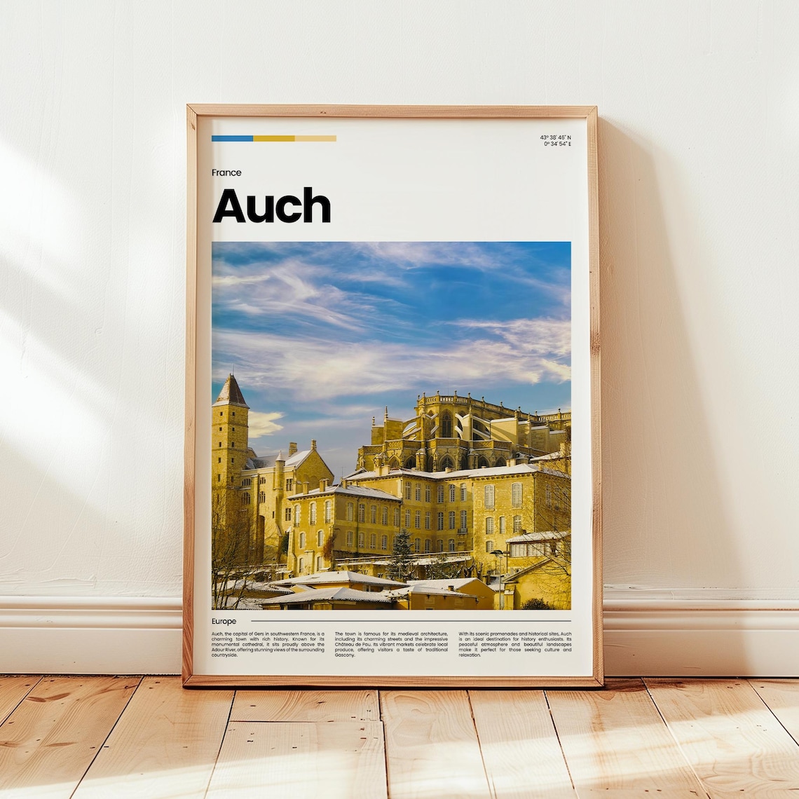 Auch France Medieval Cathedral Town Golden Light Europe Travel Wall Art