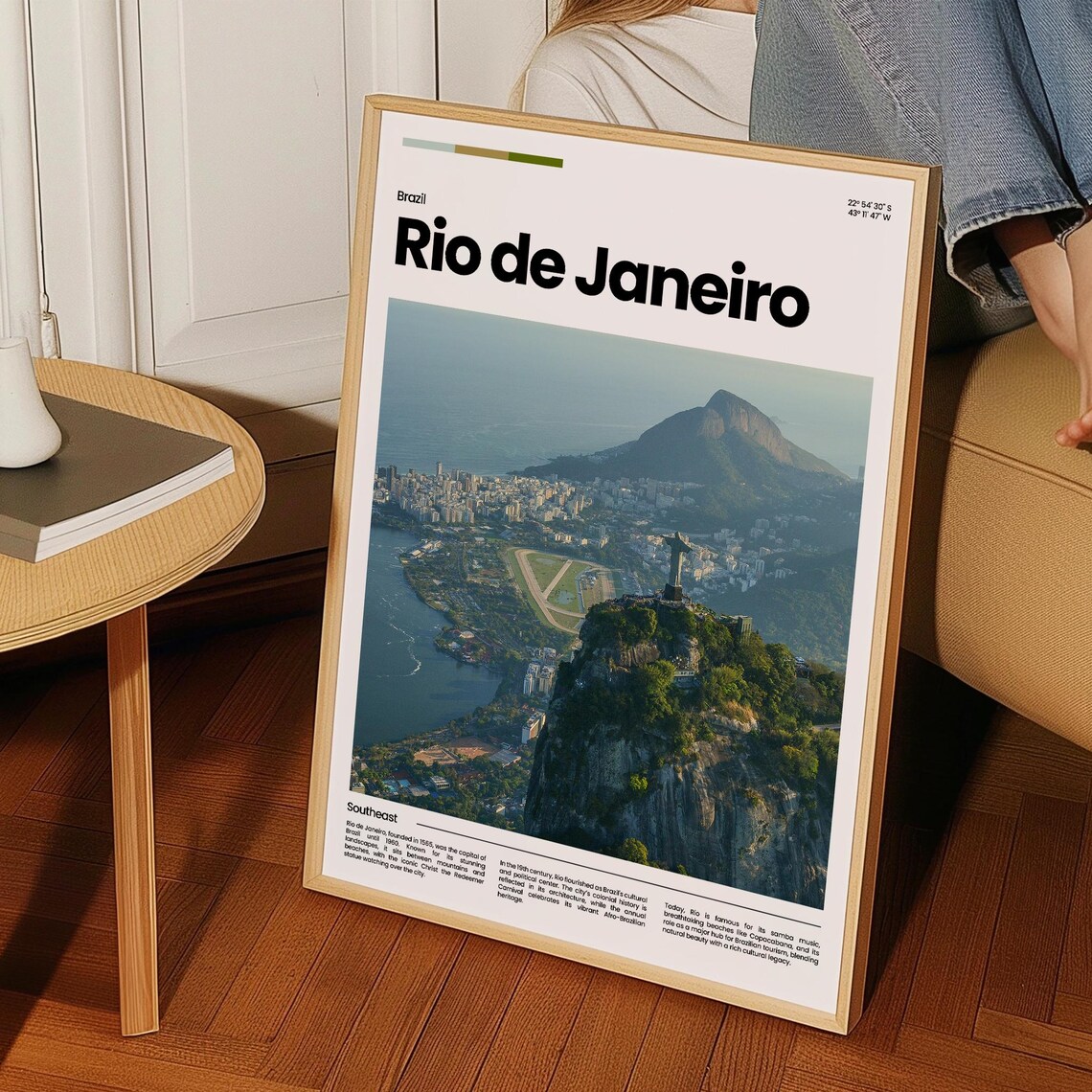 Rio De Janeiro Brazil Christ Redeemer Aerial Travel Art Poster - Image 3