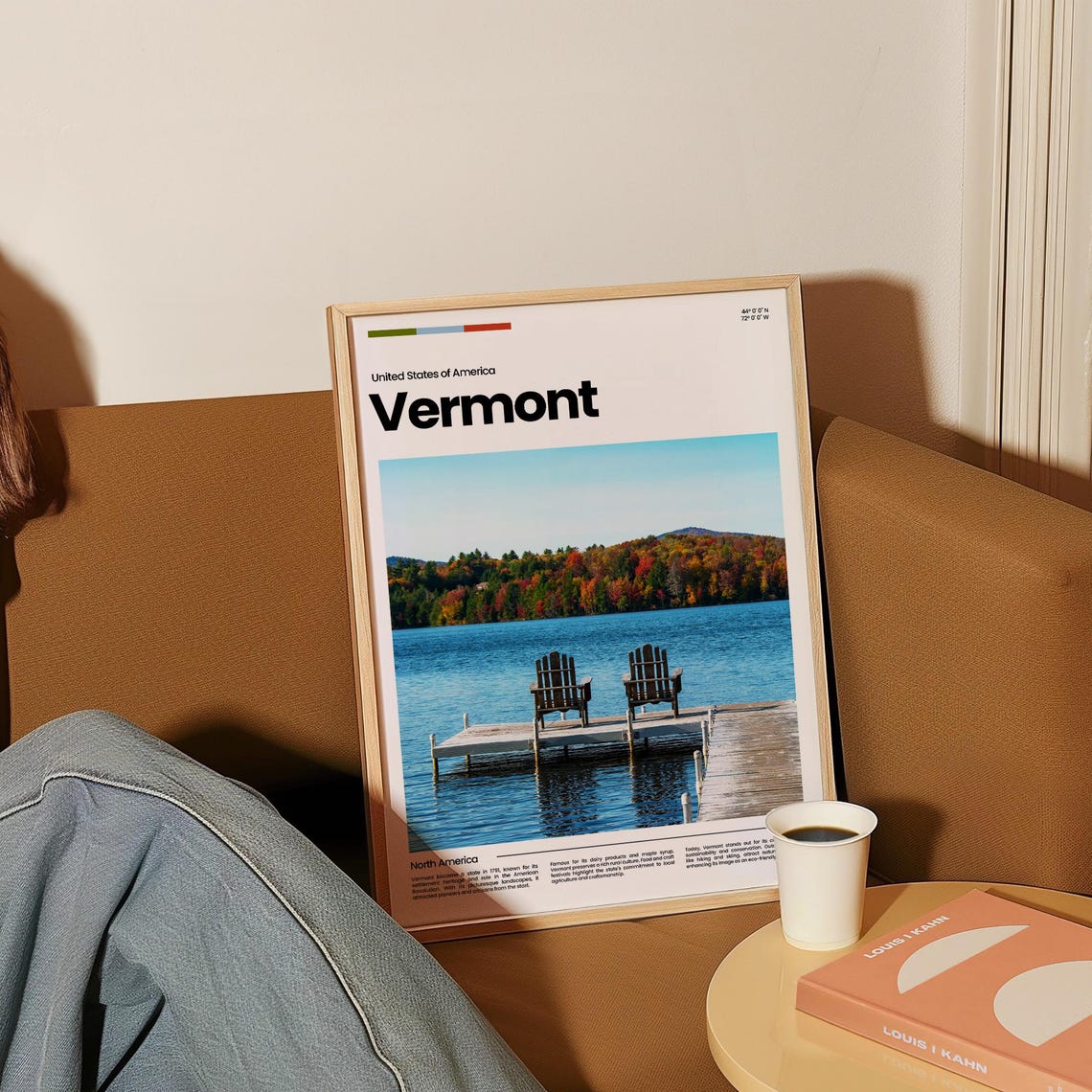 Vermont Lakeside Dock Adirondack Chairs Peaceful Lake Poster - Image 4