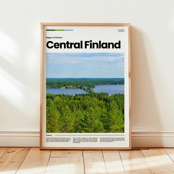 Central Finland Pine Forest Lake Aerial Travel Photo Poster Europe