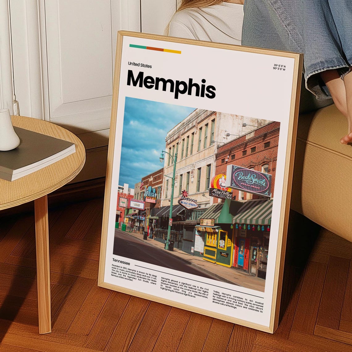 Memphis Travel Poster Memphis Poster Memphis Photo Poster Memphis Art Print Memphis Art Usa Poster Usa Travel Poster Travel Gift - Image 3