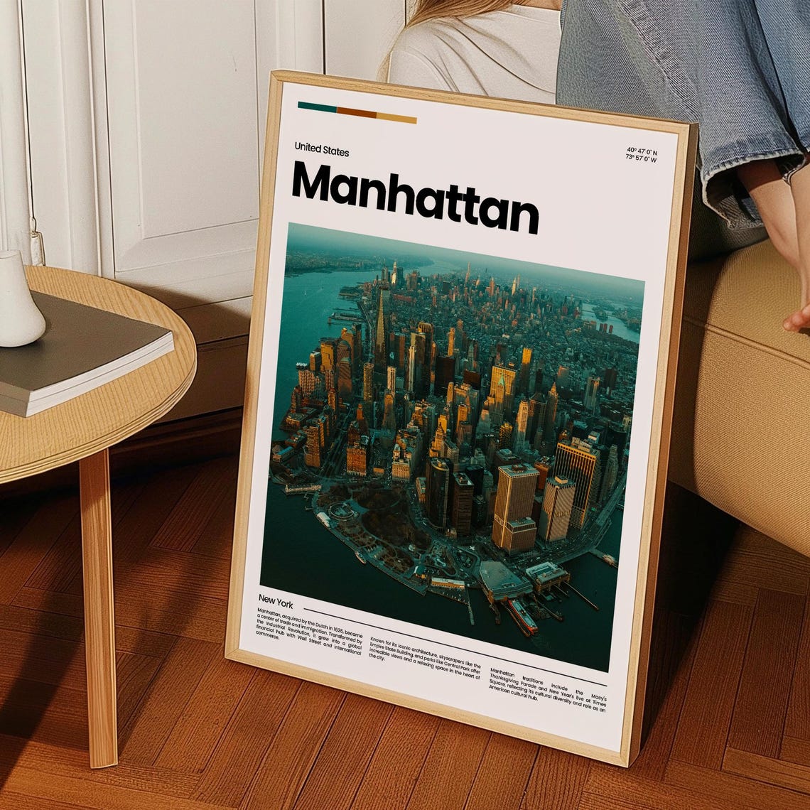 Manhattan New York Aerial Skyline Hudson River Island City Poster - Image 3
