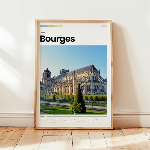 Bourges France Cathedral Photo Gothic Landmark Travel Poster
