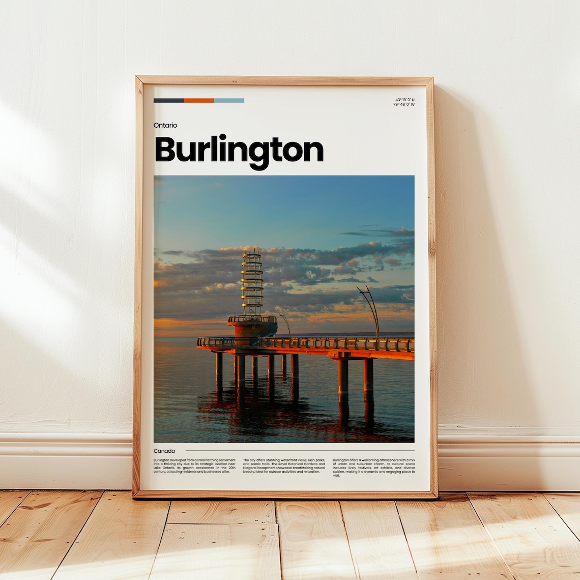 Burlington Ontario Sunset Pier Lake Ontario Canada Travel Poster