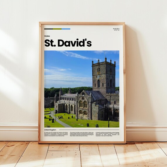 St Davids Wales Historic Cathedral City Landmark Travel Poster