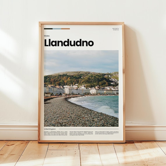 Llandudno Wales UK Seaside Promenade Beach Headland Travel Poster