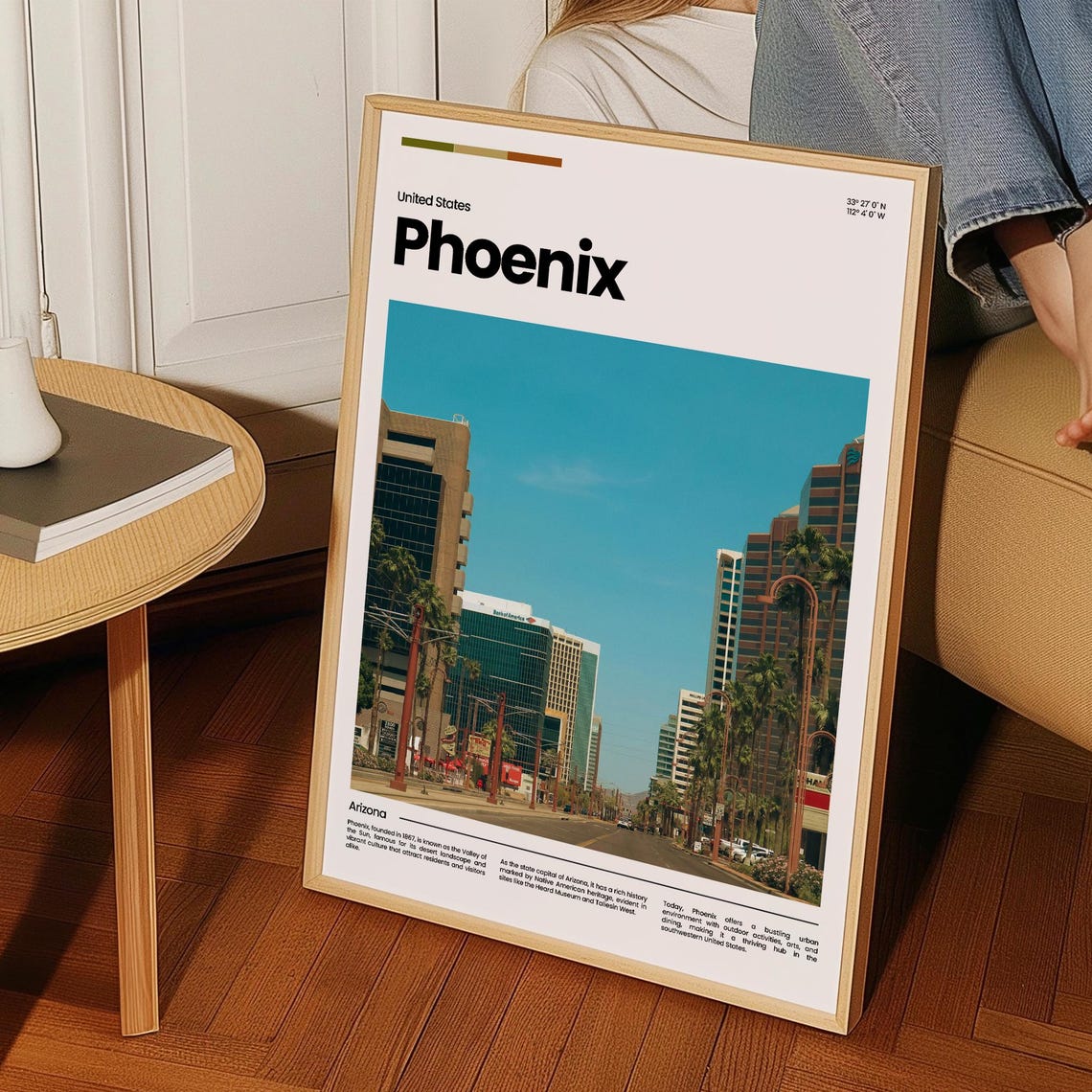 Phoenix Arizona Downtown Skyscrapers Palm Street Sunny City Poster - Image 3