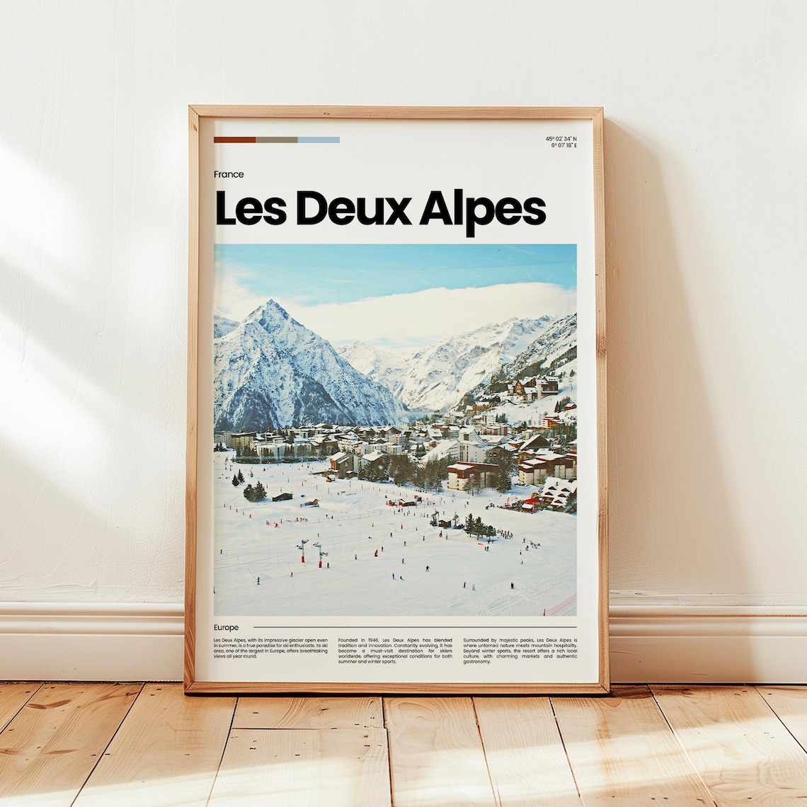 Les Deux Alpes France Ski Resort Snowy Mountain Village Poster