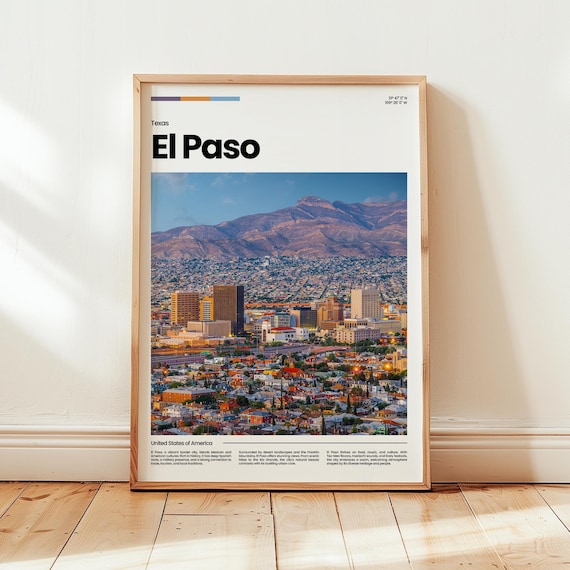 El Paso Texas Skyline Poster Franklin Mountains Desert City View