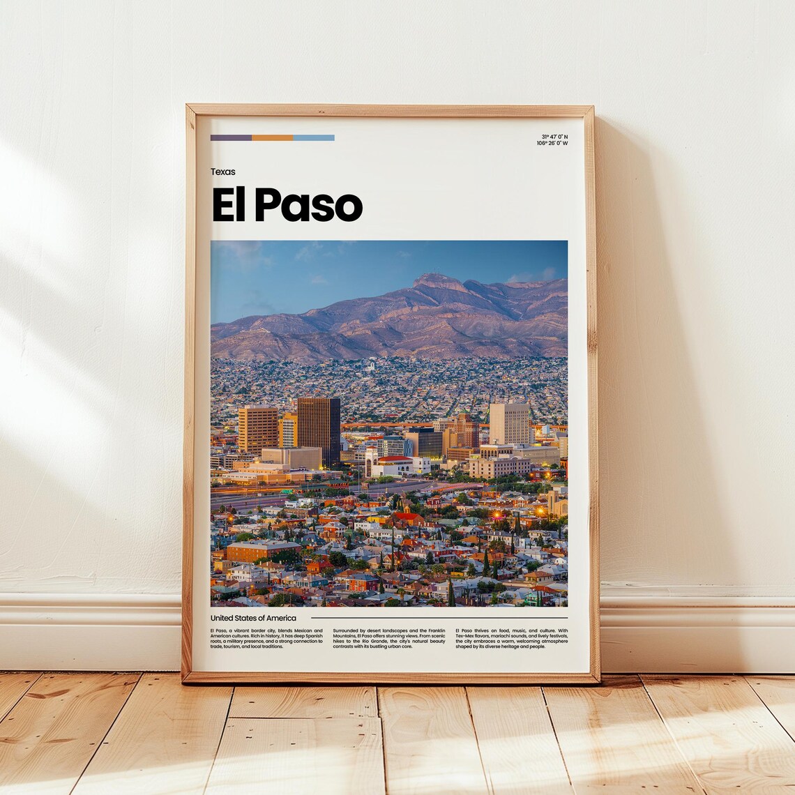 El Paso Poster Print Photo Wall Art Texas Travel Gift