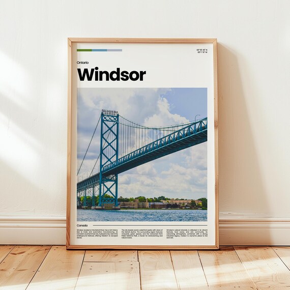 Windsor Ontario Ambassador Bridge Skyline Canada Travel Photo Poster