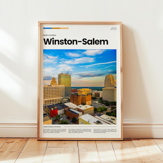 Winston-Salem North Carolina USA Downtown Skyline Travel Poster