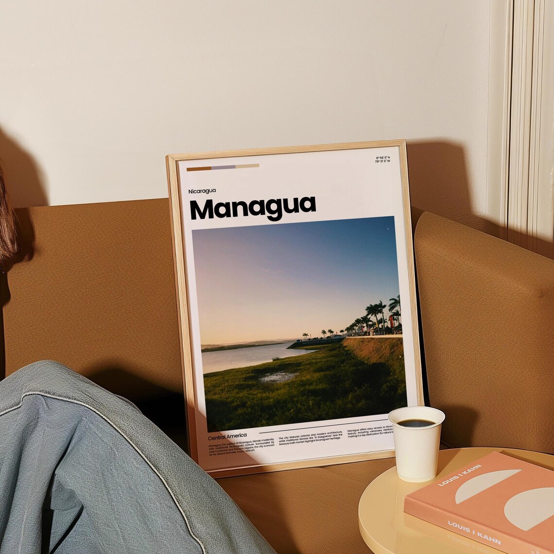 Managua Lake Malecon Sunset Palms Nicaragua Capital Travel Poster - Image 4