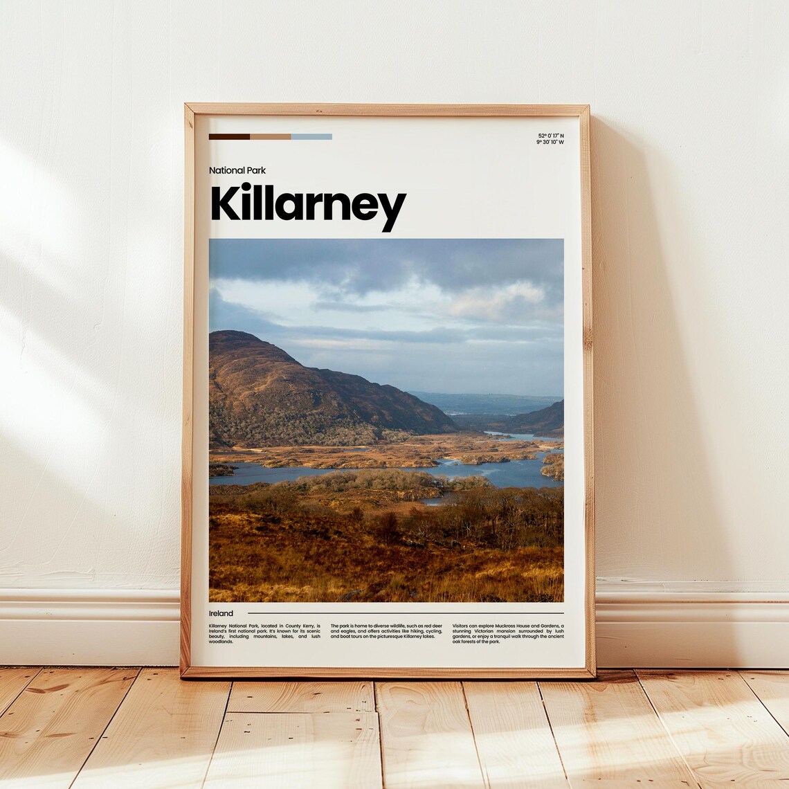 Killarney Ireland National Park Travel Poster Lakes Mountains Landscape Art