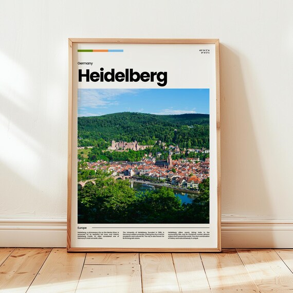 Heidelberg Germany Old Town Castle Neckar River Travel Poster