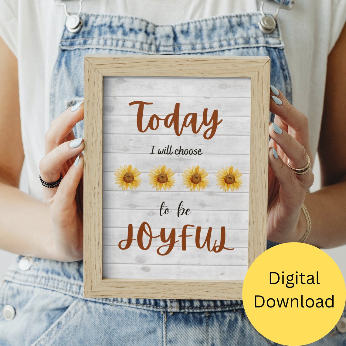 Today I Will Choose to Be Joyful Sunflower Shiplap Farmhouse Poster - Image 2