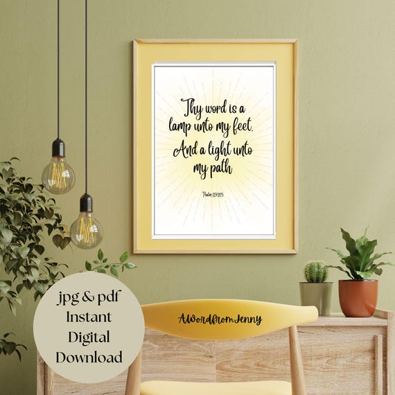Psalm 119105 Thy Word Is A Lamp Unto My Feet Christian Bible Verse Scripture Wall Art Home Decor Gift Jpg Pdf