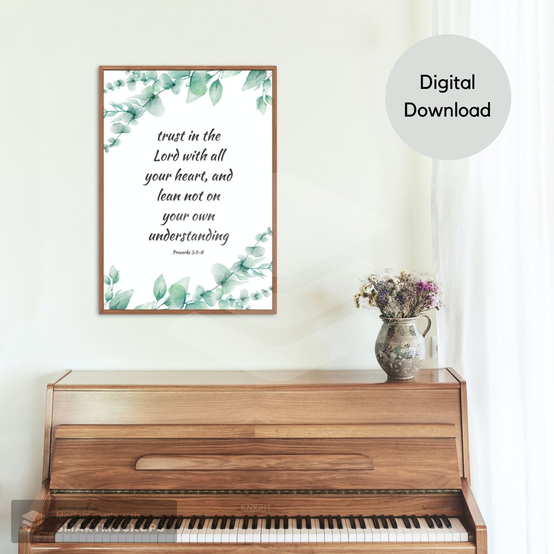 Proverbs 35 6 Trust In The Lord With All Your Heart Christian Bible Verse Botanical Wall Art - Image 3