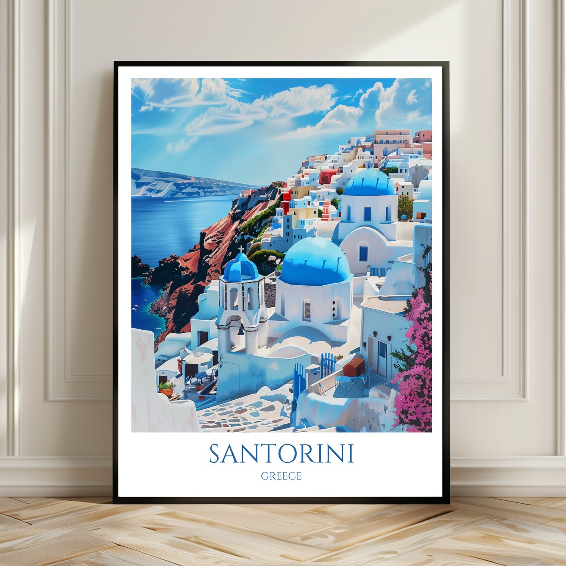 Santorini Travel Poster, Pearl of the Aegean