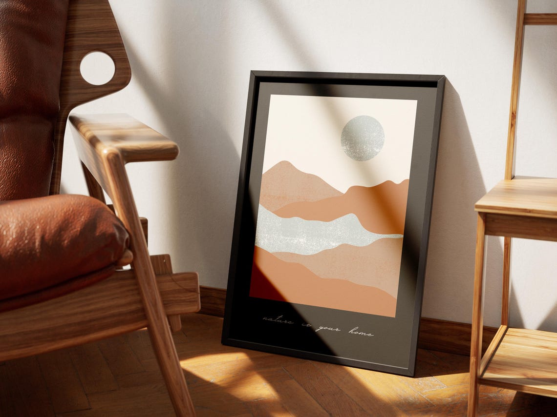 Nature Is Your Home Minimalist Desert Landscape Poster Earth Tone Sun - Image 3