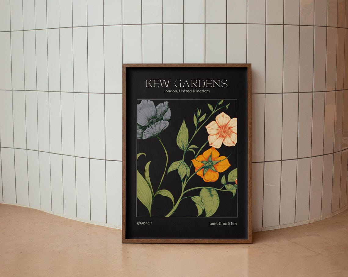 Kew Gardens London Botanical Illustration Vintage Flower Poster - Image 3