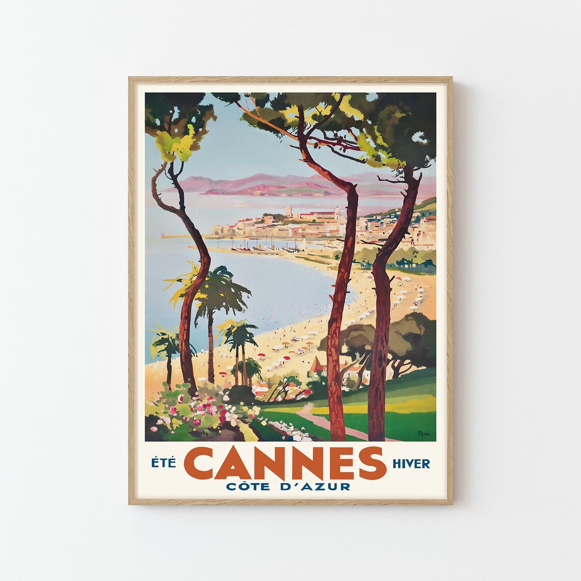 Cannes Vintage Travel Poster Art Print, French Riviera