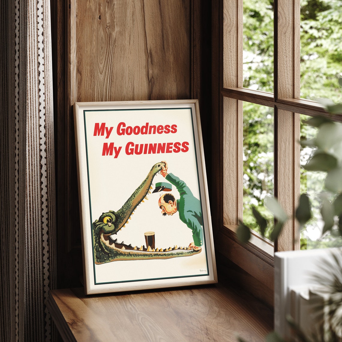 Guinness My Goodness Crocodile Vintage Beer Advertisement Poster - Image 3