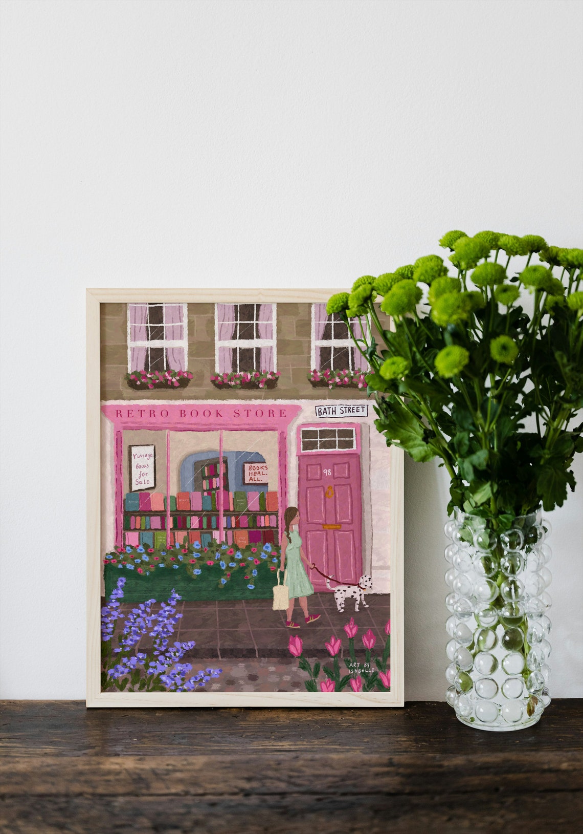 Retro Book Store Art Print, Bookshop Reading Art - Image 4