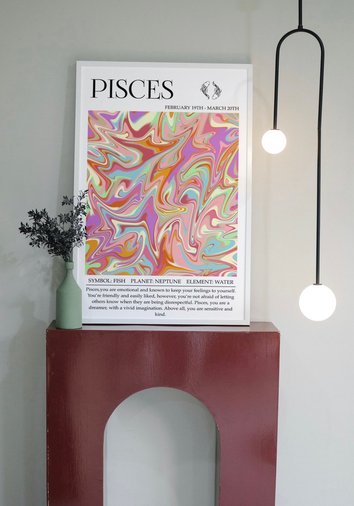 Pisces Zodiac Print, Astrology Birthday Gift - Image 2