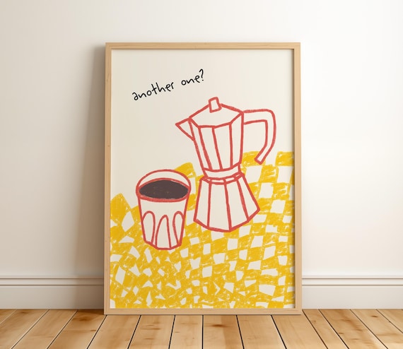 Another One Funny Red Moka Pot Italian Espresso Kitchen Art Print
