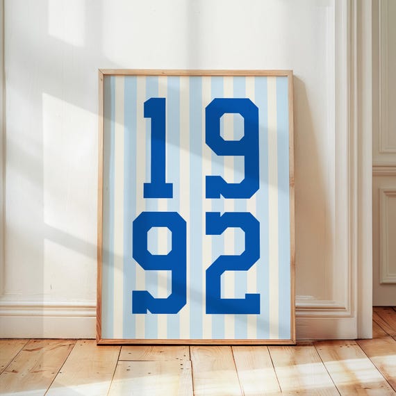 Custom Year Poster Soccer Team Number Style Birth Print Personalized Birthday Gift Home Wall Art Date