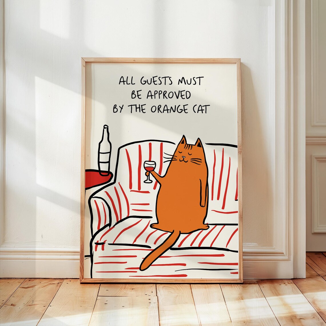 Funny Cat Poster, Retro Mid-Century Kitchen Decor