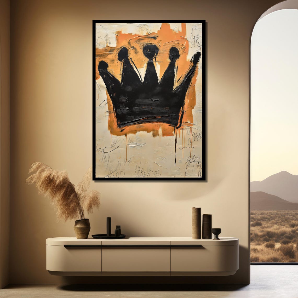 Black Crown Urban Street Art Style Bold Abstract Wall Poster - Image 2